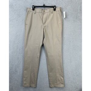 Izod Pants Mens 34X32 American Chino Tan Straight‎ Khakis Flat Front Pockets NEW